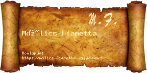 Málics Fiametta névjegykártya